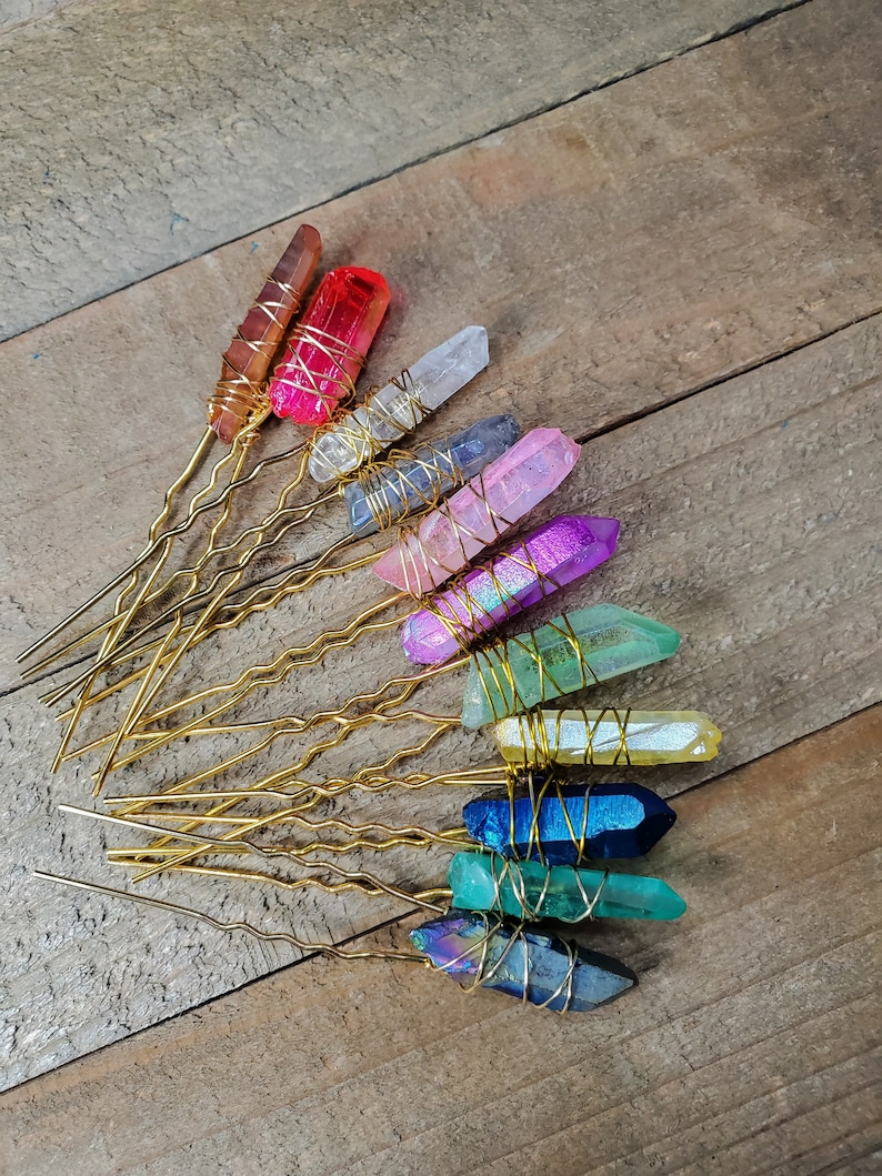 Gold Crystal hair pins Gemstone hair pin Gemstone hair Etsy