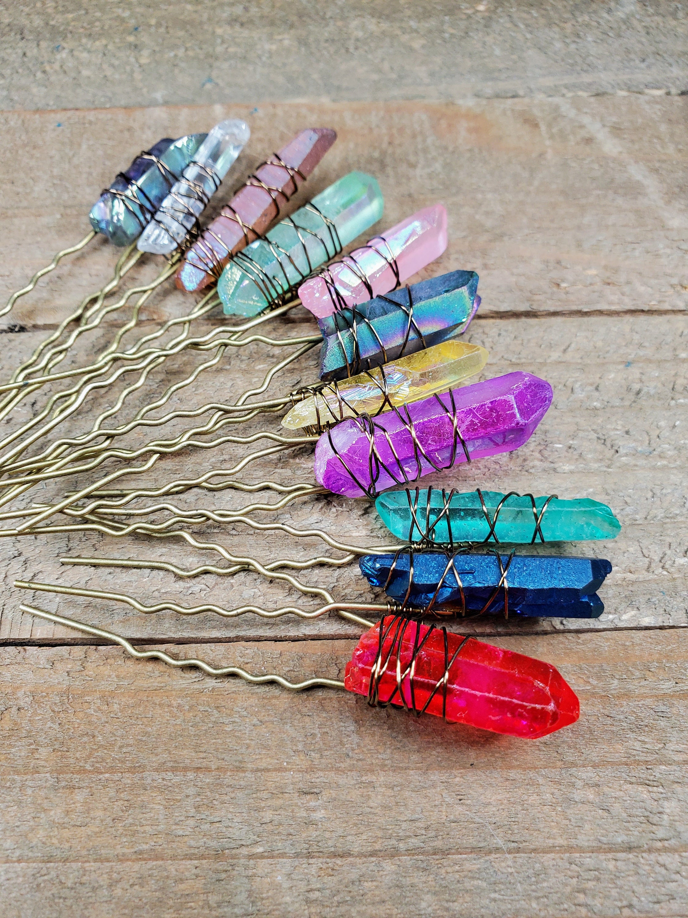 Bronze Crystal Hair Pins, Gemstone Hair Art, Gemstone Hair Accessories ...