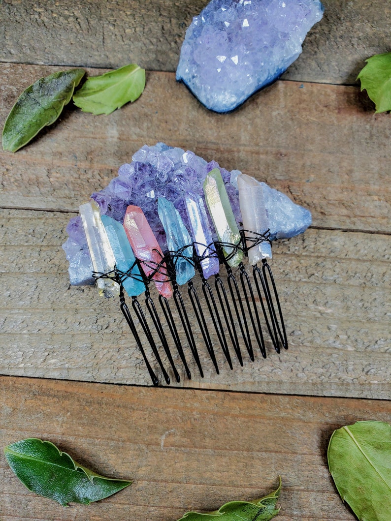 Pastel Crystal Hair Comb Gemstone Hair Accessories Wire Etsy