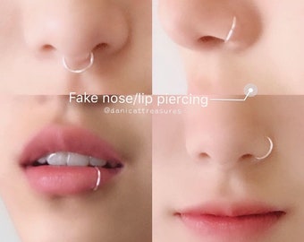 Fake Piercings, Fake Nose Ring, Fake Septum Ring, Fake Lip Ring, faux nose ring, punk jewelry