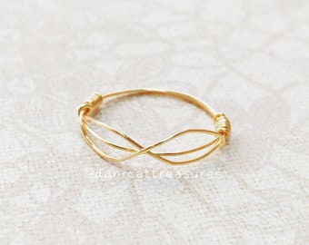 Twist Wire Ring, Gold Wire Ring, Gold Twisted Ring, Cute Ring, Stackable Ring, Stacking Ring, Twist Ring, Minimalist Ring, Unisex Ring