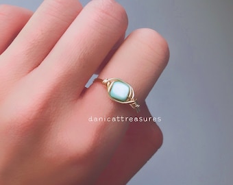 Turquoise Ring, Turquoise Wire Ring, Wire Wrap Ring, Sterling Silver Rings, Stacking Rings, Jewelry Set, Gold Rings, Cute,Dainty, Chic, Boho