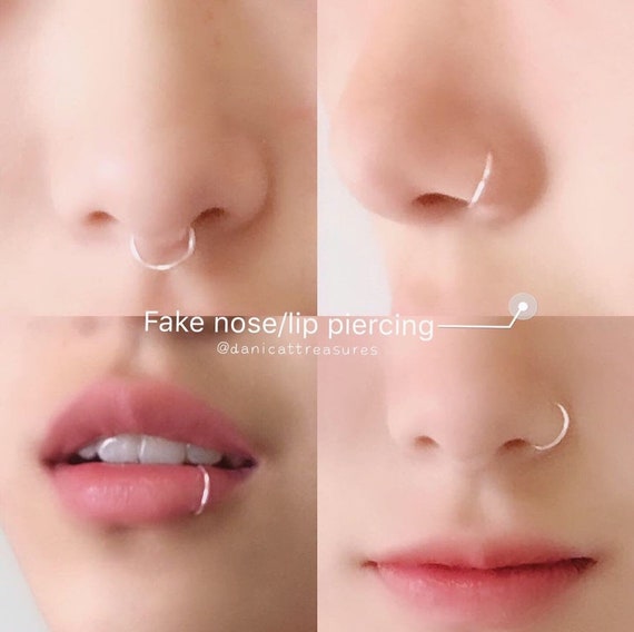 Adjustable Natural Healing Stone Fake Nose Ring no Piercing