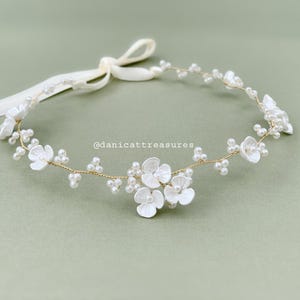 Flower Girl Headband | Pearl Flower Crown | Flower Girl Hair Wreath | Bridal Headband | First Communion Hair Wreath | Flower Girl Headpieces