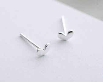 925 Sterling Silver Tiny Heart Earrings, Heart Earrings, Dainty Studs, Heart Studs, Minimalist Earring, Girls Earrings