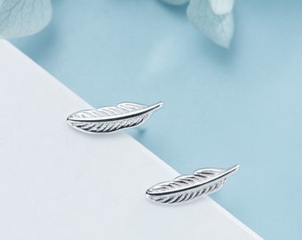 Sterling Silver Feather Stud Earrings, Silver Feather Earrings, Dainty Studs, Silver Stud Earrings, Minimalist Earring, Girls Earrings