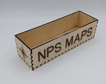 National & State Park Map Storage Box - Laser Engraved Wood