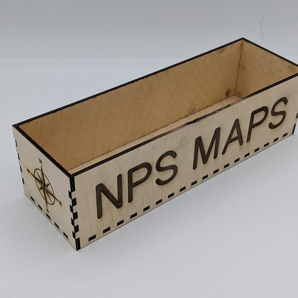 National & State Park Map Storage Box - Laser Engraved Wood
