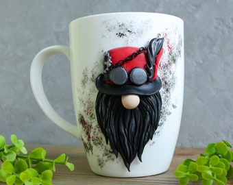 Red Mug Gnome, Gnome Coffee Cup, Gnome Cup