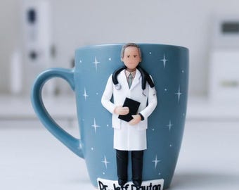 3D Sculpted Doctor Figurine Mug: Custom Professional Portrait from Photo