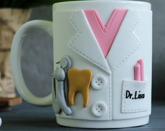 Personalized dentist mug with custom name and your own design, custom dentist name gift cup