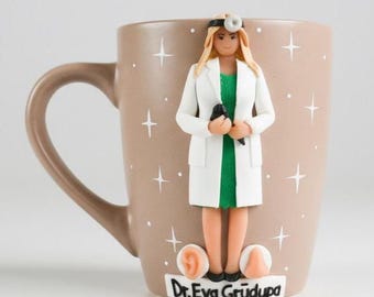 Custom ENT Doctor Portrait Mug: 3D Sculpted Physician Gift from Photo