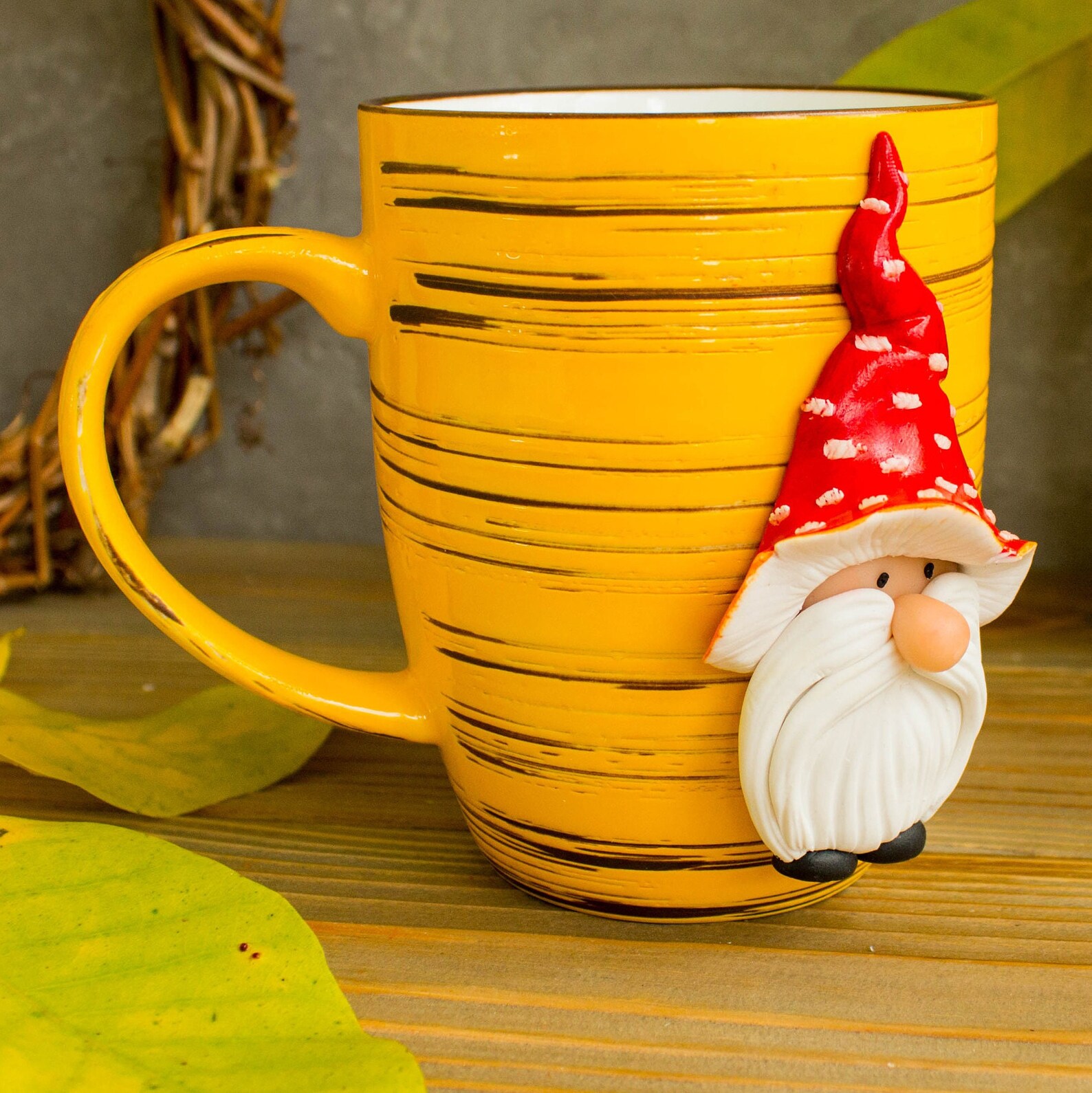 Gnome Mug Gnome Coffee Cup Handmade Gnome Mug Mushroom Etsy