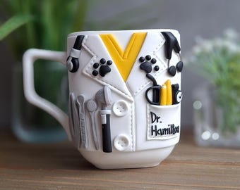Veterinarian Mug, Handmade 3D Vet Cup