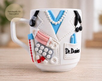 Therapist Mug Personalized, Light Blue Scrubs