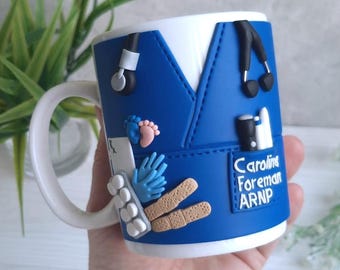 Personalized Nurse Practitioner Gift: 3D Hand-Sculpted ARNP Mug - Custom Art