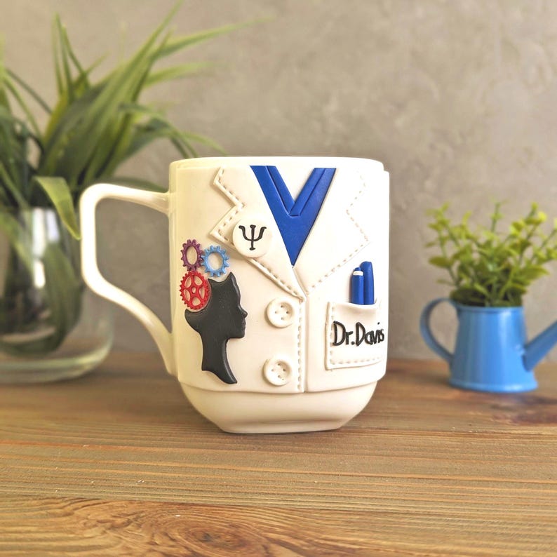 Psychologist Card Therapist Gift Mug, Personalized Psychologist Cup With Custom Name ...