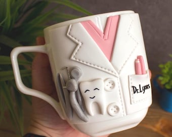 Personalized Dentist Coffee Mug with Name: Custom Dental Cup