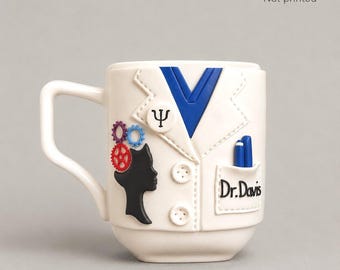 Therapist Gift Mug, Personalized Psychologist Cup with Custom Name