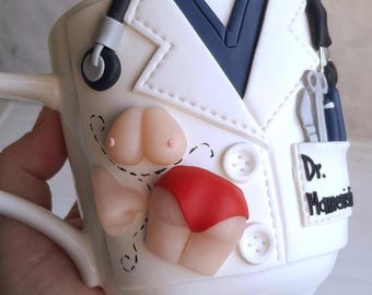 Gift for Plastic Surgeon, Personalized 3D Handmade Mug, Custom Doctor Coffee Cup with Name
