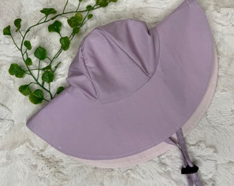 Kids sun hat with extra wide brim for girl | Size 4-10 years | Solid Purple