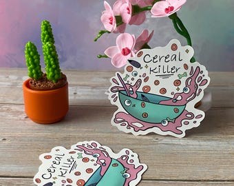 Cereal Killer Sticker, Water-Resistant, Spooky Holo or Clear