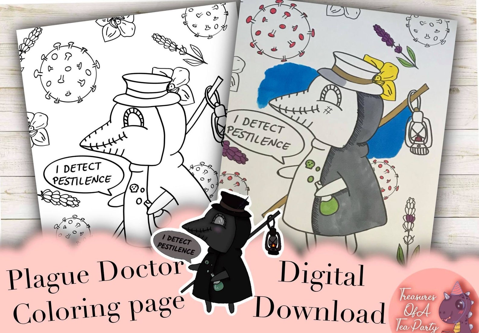 Plague Doctor Coloring Page Downloadable Coloring Page Kids - Etsy