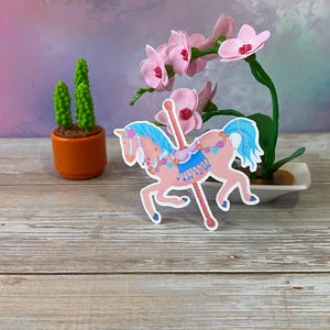 Pastel Carousel Horse Sticker: Vintage Fairytale Decal