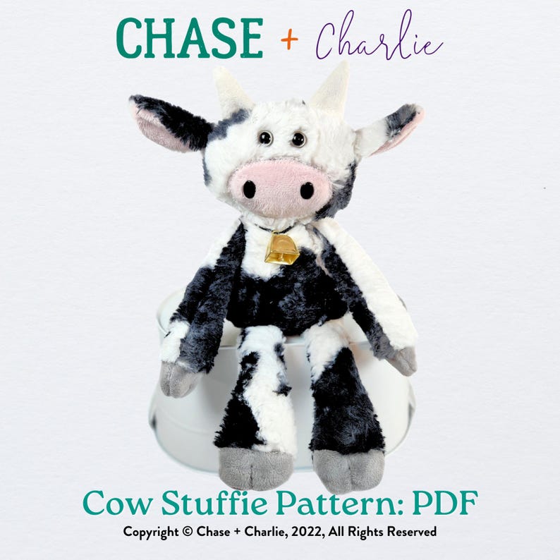 Library Cow Pattern Premium PDF Sewing Pattern: Plush Cow - Etsy