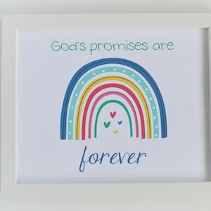 8x10 Kids Printable Wall Decor - God&#39;s Promises - Rainbow - Custom Wall Art - Handmade Nursery Decor - Digital File