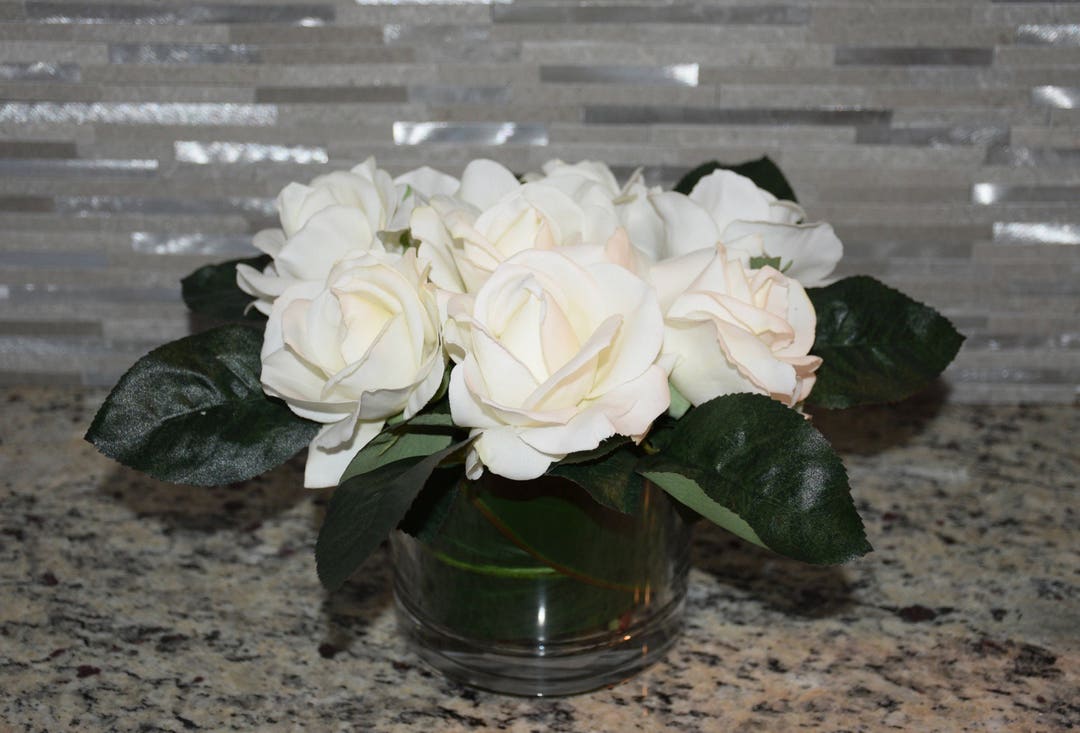 Real Touch Artificial Rose Arrangement in Vase 8 Roses Etsy
