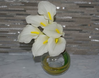 Real Touch Artificial White Lily Arrangement In Vase