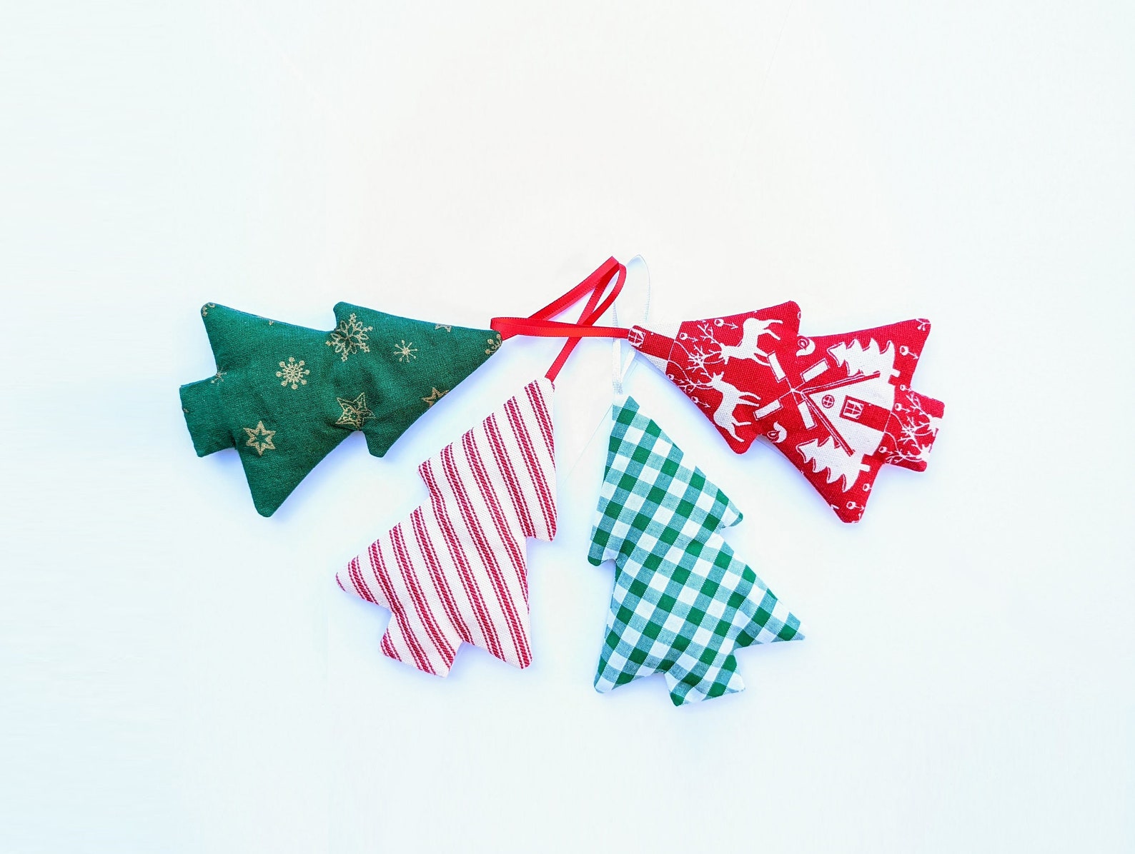 Handmade Fabric Christmas Tree Hanging Decoration Etsy UK