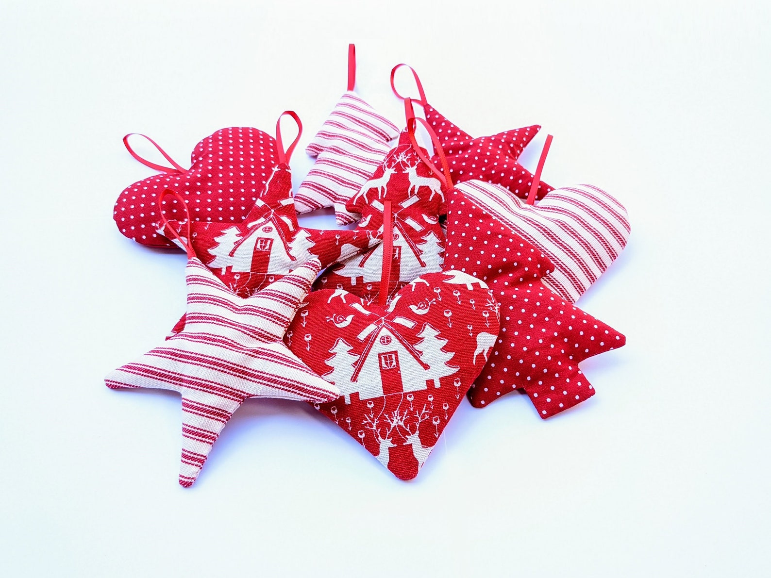Handmade Fabric Christmas Tree Hanging Decoration Etsy UK
