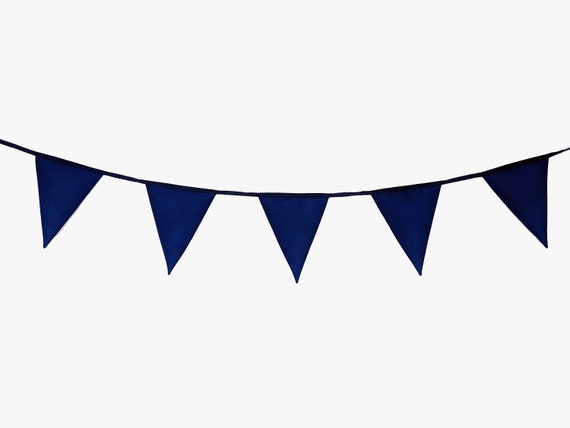 Handmade fabric plain navy blue bunting, double-sided