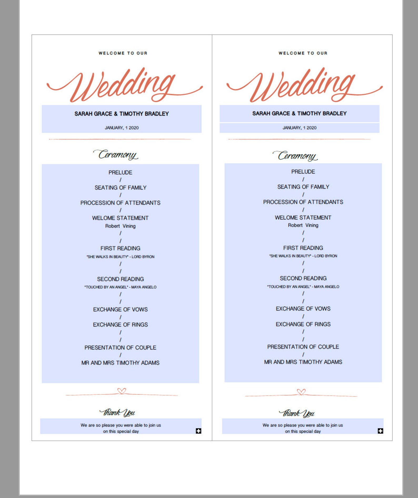 The Heart Collection Wedding Templates Hearts Wedding PDF | Etsy