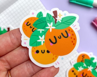 Orange Blossom Buds Clear Vinyl Sticker // Soft Matte Vibrant Waterproof Kawaii Decal for Waterbottles, Windows, Laptops, & More!