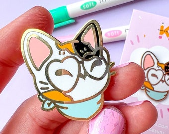 CALICO CAT Enamel Pin // gold plated hard enamel lapel pin - kawaii Snazzy Cat costumed kitten pins for Cat Lovers by keeperofthesuns