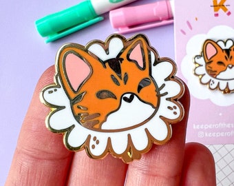 GINGER TABBY Enamel Pin // gold plated hard enamel lapel pin - kawaii Snazzy Cat costumed kitten pins for Cat Lovers by keeperofthesuns