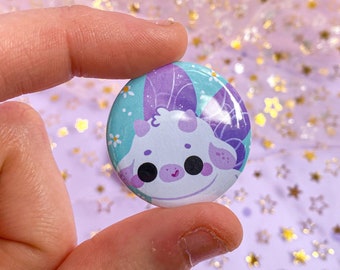 Fairy Cow button badge - faerie magic forest friend - Kawaii Baby Cow in Daisy Meadow - barnyard animal pin to be put anywhere!