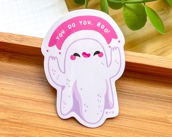 You Do You Boo Sticker //  Kawaii Waterproof Glossy Vinyl Stickers // Halloween Spooky Season Motivational Ghost