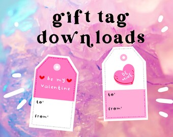 Valentine GIFT TAGS Digital Downloads // Kawaii Illustration Cute Love Gift Tag