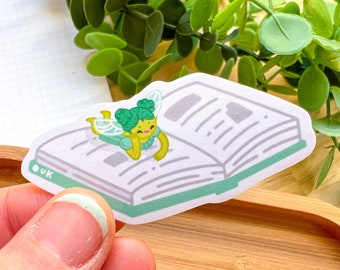 BOOK FAIRY Vinyl Sticker //  Kawaii Glossy Waterproof Stickers // Cute Little Reader // Tiny Garden Faerie