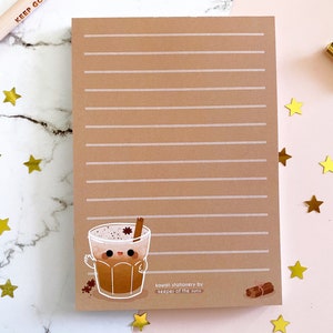 Chai Notepad Stationery Letter Paper Lined Stationery Pad Kawaii Pad Letter Paper A6 50 Sheets image 2