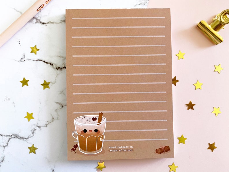 Chai Notepad Stationery Letter Paper Lined Stationery Pad Kawaii Pad Letter Paper A6 50 Sheets image 2