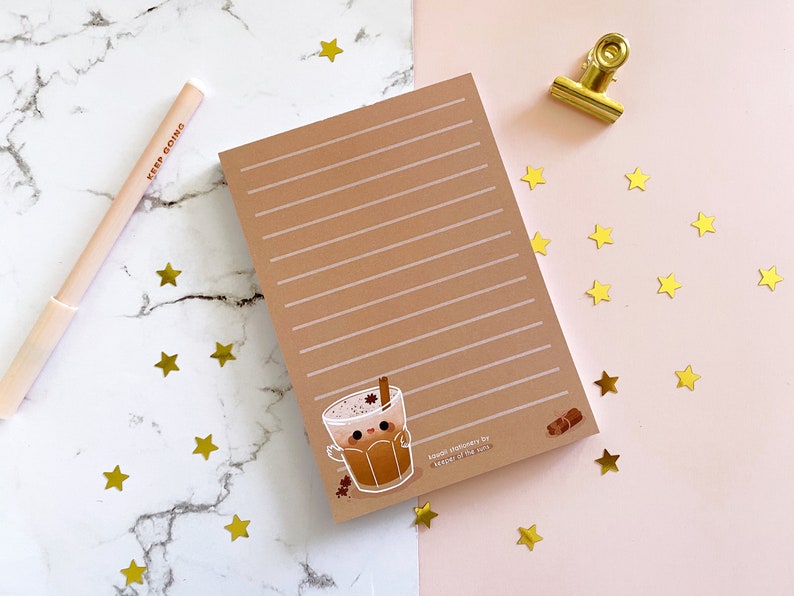 Chai Notepad Stationery Letter Paper Lined Stationery Pad Kawaii Pad Letter Paper A6 50 Sheets image 3