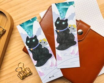 YULECAT & TROLL BOOKMARK // Velvet-Finish 400gsm Booklover gift // Cottagecore Christmas Cosy art Magical Creatures // by Keeper of the Suns