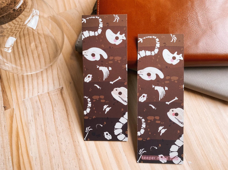 Dino Bones Velvet Bookmark 400gsm Silky Smooth Bookmark Booklover Gift Bookish Dinosaur dig Jurassic Kawaii bookmark Dino lover image 2