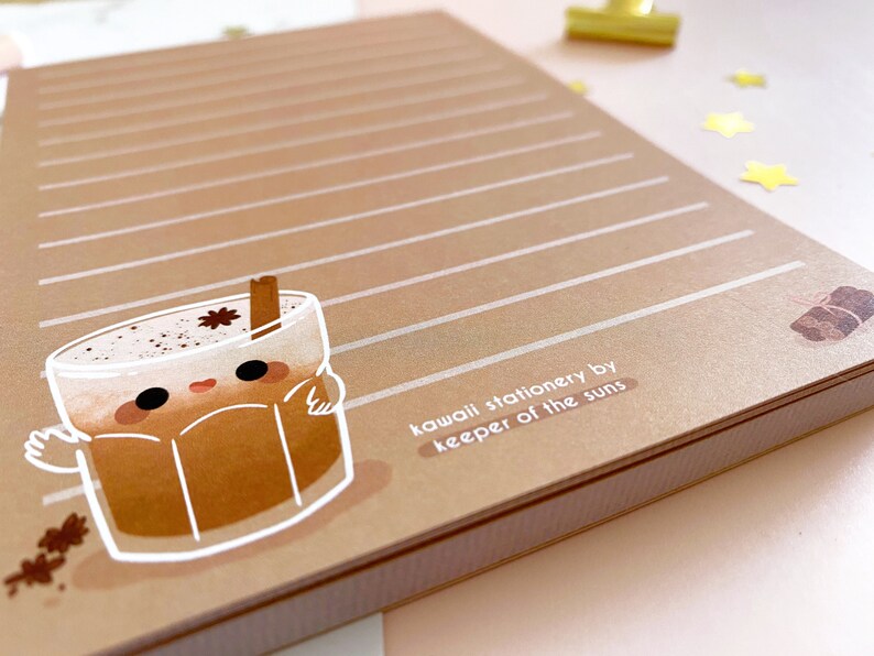 Chai Notepad Stationery Letter Paper Lined Stationery Pad Kawaii Pad Letter Paper A6 50 Sheets image 4