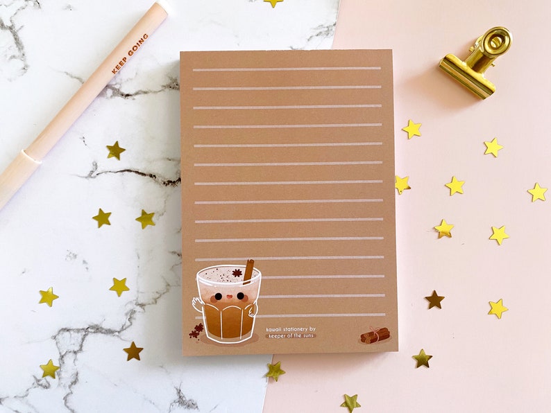 Chai Notepad Stationery Letter Paper Lined Stationery Pad Kawaii Pad Letter Paper A6 50 Sheets image 10